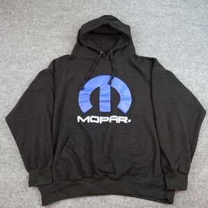 Mopar Hoodie Mens 3XL Black Fleece Pullover Sweatshirt Logo Graphic Racing